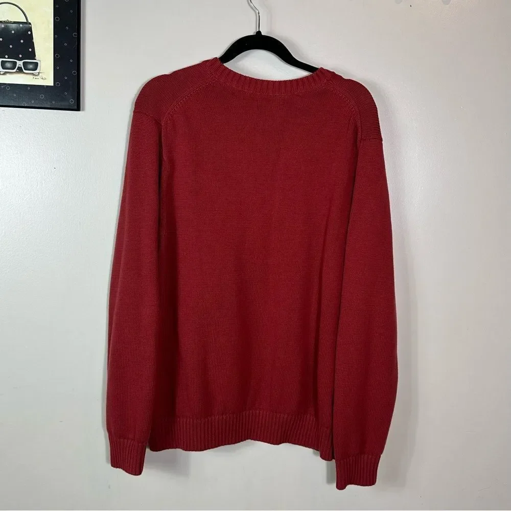 L.L. Bean vintage Men's Deep Red V-Neck Sweater